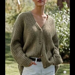 Jenni Kayne Oversize Green Cocoon Cardigan Sweater M Medium